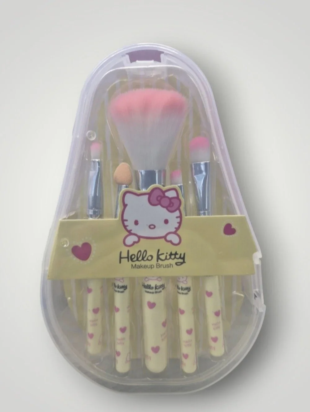 Hello Kitty 5-piece makeup brush set, 1 In Light Blue & 1 In Yellow Cream